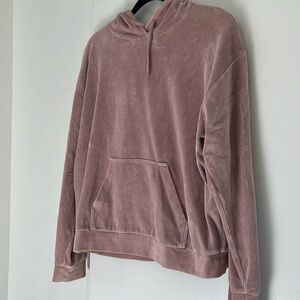 Topshop Blush Velvet Hoodie